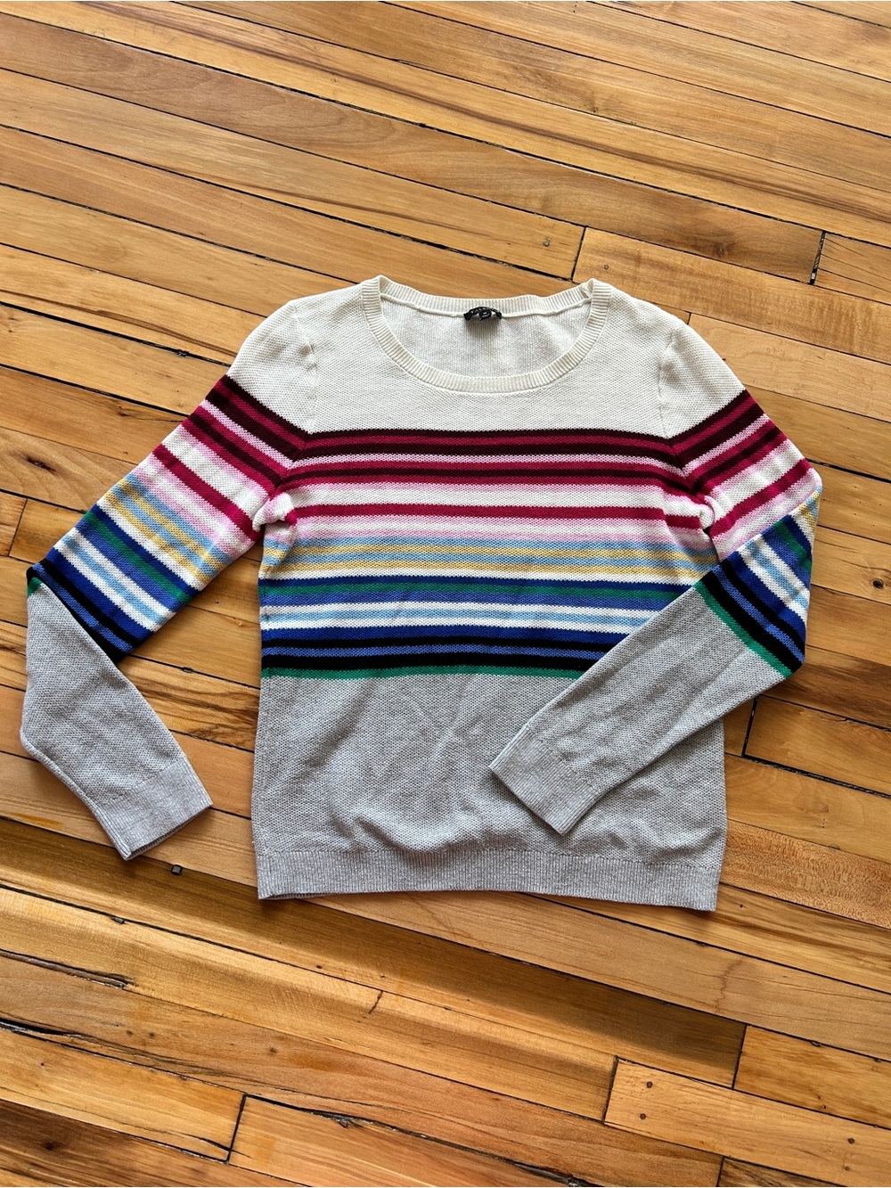 Talbots Cashmere/Cotton Blend Rainbow Crewneck Sweater/Jumper Sz M VGUC